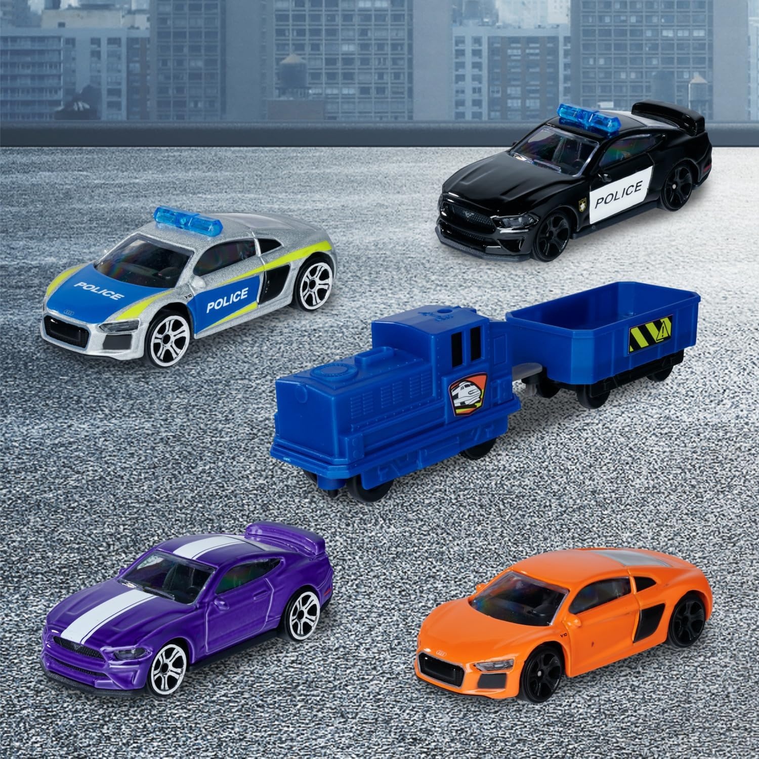 Dickie Toys Majorette 212059984 - Super City Chase Center Playset, 5 verdiepingen, licht, geluid, 4 die-cast auto's, 112 x 70 x 84 cm, Speelgoedgarage, vanaf 5 jaar,meerkleurig