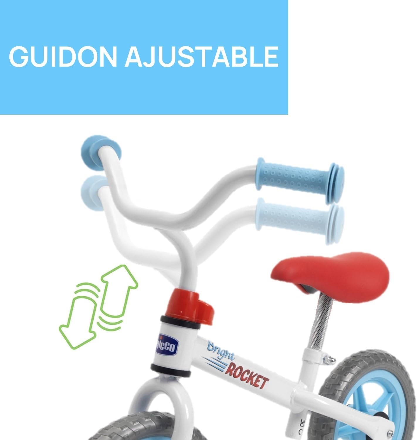 Chicco loopfiets Bright Rocket, pedaalvrije kinderfiets, lichtgewicht loopfiets, met verstelbaar stuur en zadel, max 25 kg, wit, 2-5 jaar, cadeau-idee