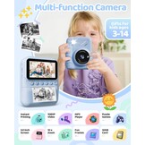 TIATUA Instant camera voor kinderen, 7,6 cm, HD, 48 MP, onmiddellijke camera voor kinderen, met 32 GB kaart en 3 rollen papier, cadeau voor jongens en meisjes van 3 tot 12 jaar, blauw | Met 32 GB kaart en 3 rollen, inktloos afdrukken, selfie, 16x zoom, MP