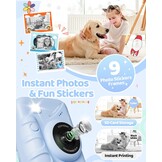 TIATUA Instant camera voor kinderen, 7,6 cm, HD, 48 MP, onmiddellijke camera voor kinderen, met 32 GB kaart en 3 rollen papier, cadeau voor jongens en meisjes van 3 tot 12 jaar, blauw | Met 32 GB kaart en 3 rollen, inktloos afdrukken, selfie, 16x zoom, MP