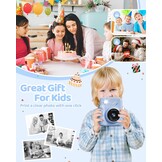 TIATUA Instant camera voor kinderen, 7,6 cm, HD, 48 MP, onmiddellijke camera voor kinderen, met 32 GB kaart en 3 rollen papier, cadeau voor jongens en meisjes van 3 tot 12 jaar, blauw | Met 32 GB kaart en 3 rollen, inktloos afdrukken, selfie, 16x zoom, MP