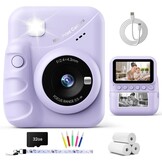TIATUA Instant camera voor kinderen, 7,6 cm, HD, 48 MP, onmiddellijke camera voor kinderen, met 32 GB kaart en 3 rollen papier, cadeau voor jongens en meisjes van 3 tot 12 jaar, blauw | Met 32 GB kaart en 3 rollen, inktloos afdrukken, selfie, 16x zoom, MP