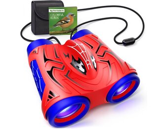 Kinderspeelgoed Verrekijker met Kompas Rood-Blauw - Avontuurlijke Buitenspeelset voor Jongens 3-12 Jaar