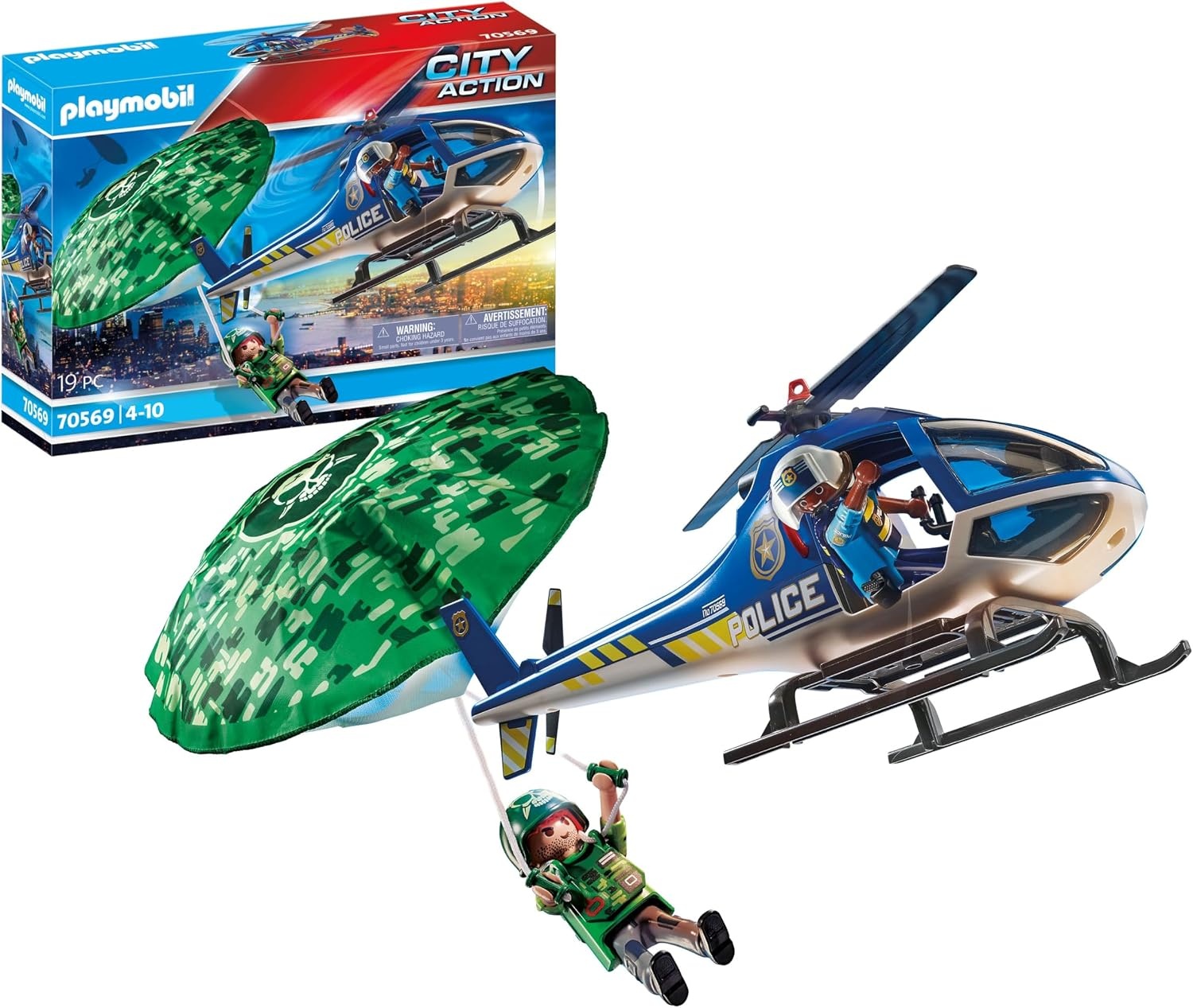 Playmobil City Action Politiehelikopter met Parachutesprong - Multi kleuren