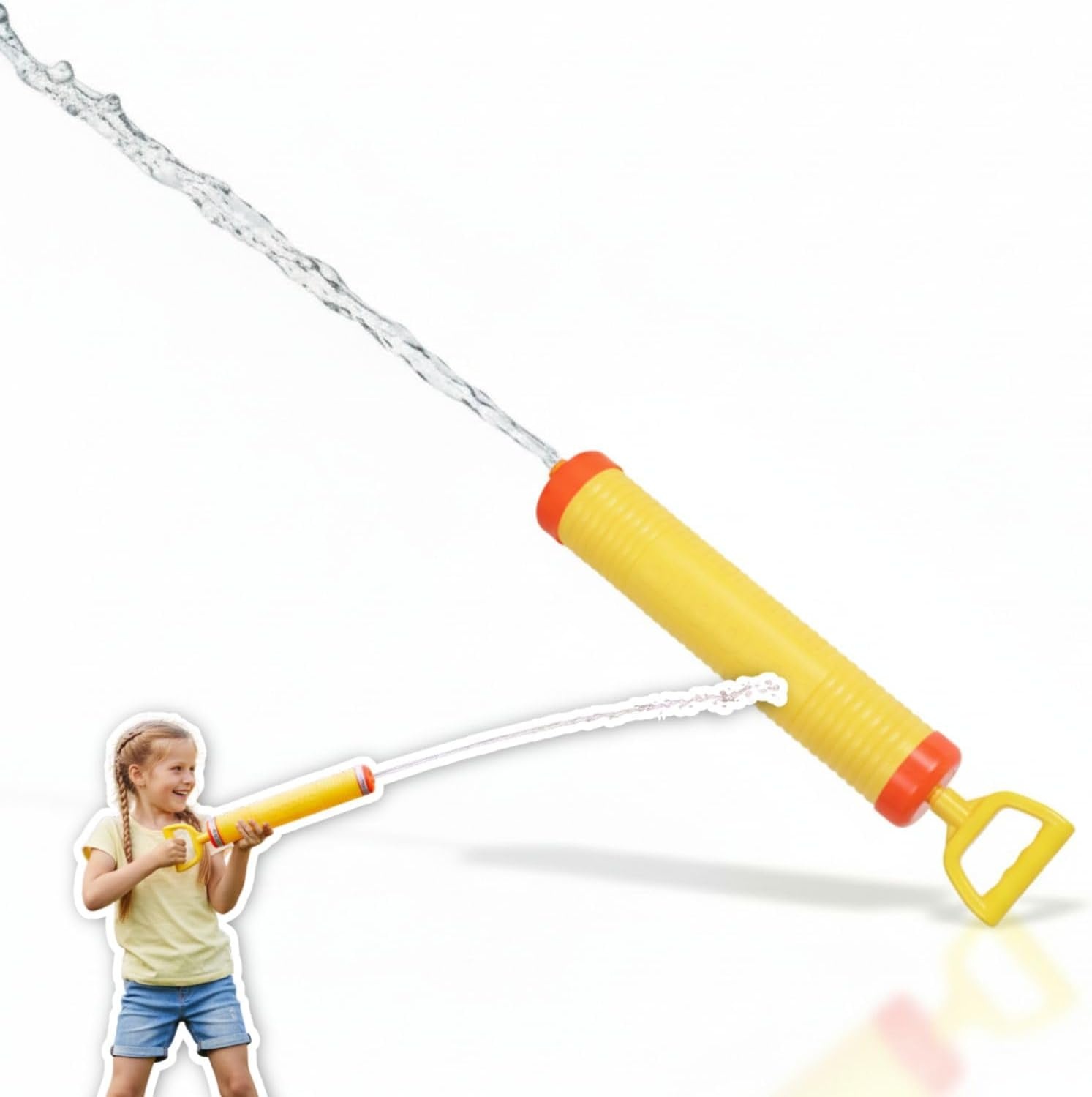 alldoro 60111 waterschutter, Ø-45 cm, meerkleurig | Sterk waterpistool voor kinderen met zeer hoog bereik, robuust en eenvoudig te bedienen, geel-oranje
