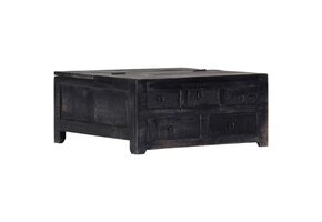Massief Mangohouten Salontafel met 5 Lades - Zwart - 35% Korting