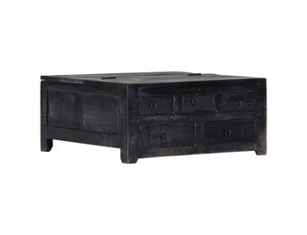 vidaXL Salontafel 65x65x30 cm massief mangohout zwart