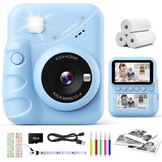 CalineGam Kindercamera Direct Printen, 3.0'' HD Scherm 48MP Fotocamera voor Kinderen met 32GB Kaart & Printpapier, 1080P HD Digitale Camera, Ideaal Cadeau voor Jongens Meisjes 3-12 Jaar (Blauw)