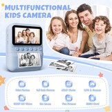 CalineGam Kindercamera Direct Printen, 3.0'' HD Scherm 48MP Fotocamera voor Kinderen met 32GB Kaart & Printpapier, 1080P HD Digitale Camera, Ideaal Cadeau voor Jongens Meisjes 3-12 Jaar (Blauw)