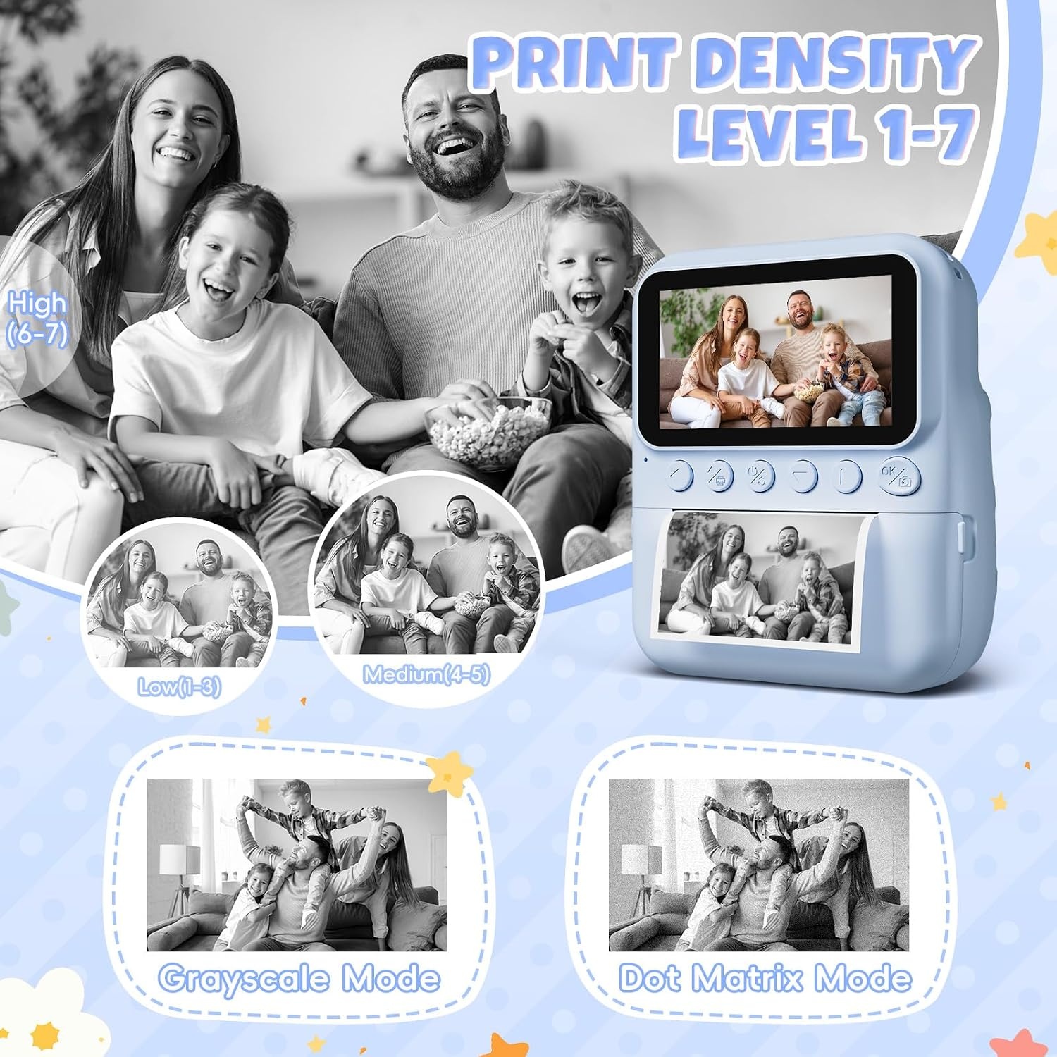 CalineGam Kindercamera Direct Printen, 3.0'' HD Scherm 48MP Fotocamera voor Kinderen met 32GB Kaart & Printpapier, 1080P HD Digitale Camera, Ideaal Cadeau voor Jongens Meisjes 3-12 Jaar (Blauw)