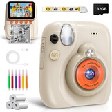 Kindercamera, directe camera voor kinderen, 48 MP 3,0 inch scherm, kindercamera, directe camera met 32G-kaart, printpapier en gekleurde pennen, cadeaus voor meisjes en jongens van 3 tot 12