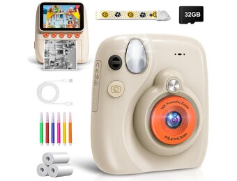 Kindercamera, directe camera voor kinderen, 48 MP 3,0 inch scherm, kindercamera, directe camera met 32G-kaart, printpapier en gekleurde pennen, cadeaus voor meisjes en jongens van 3 tot 12