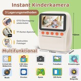 Kindercamera, directe camera voor kinderen, 48 MP 3,0 inch scherm, kindercamera, directe camera met 32G-kaart, printpapier en gekleurde pennen, cadeaus voor meisjes en jongens van 3 tot 12