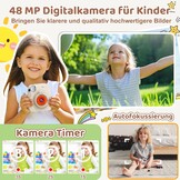 Kindercamera, directe camera voor kinderen, 48 MP 3,0 inch scherm, kindercamera, directe camera met 32G-kaart, printpapier en gekleurde pennen, cadeaus voor meisjes en jongens van 3 tot 12