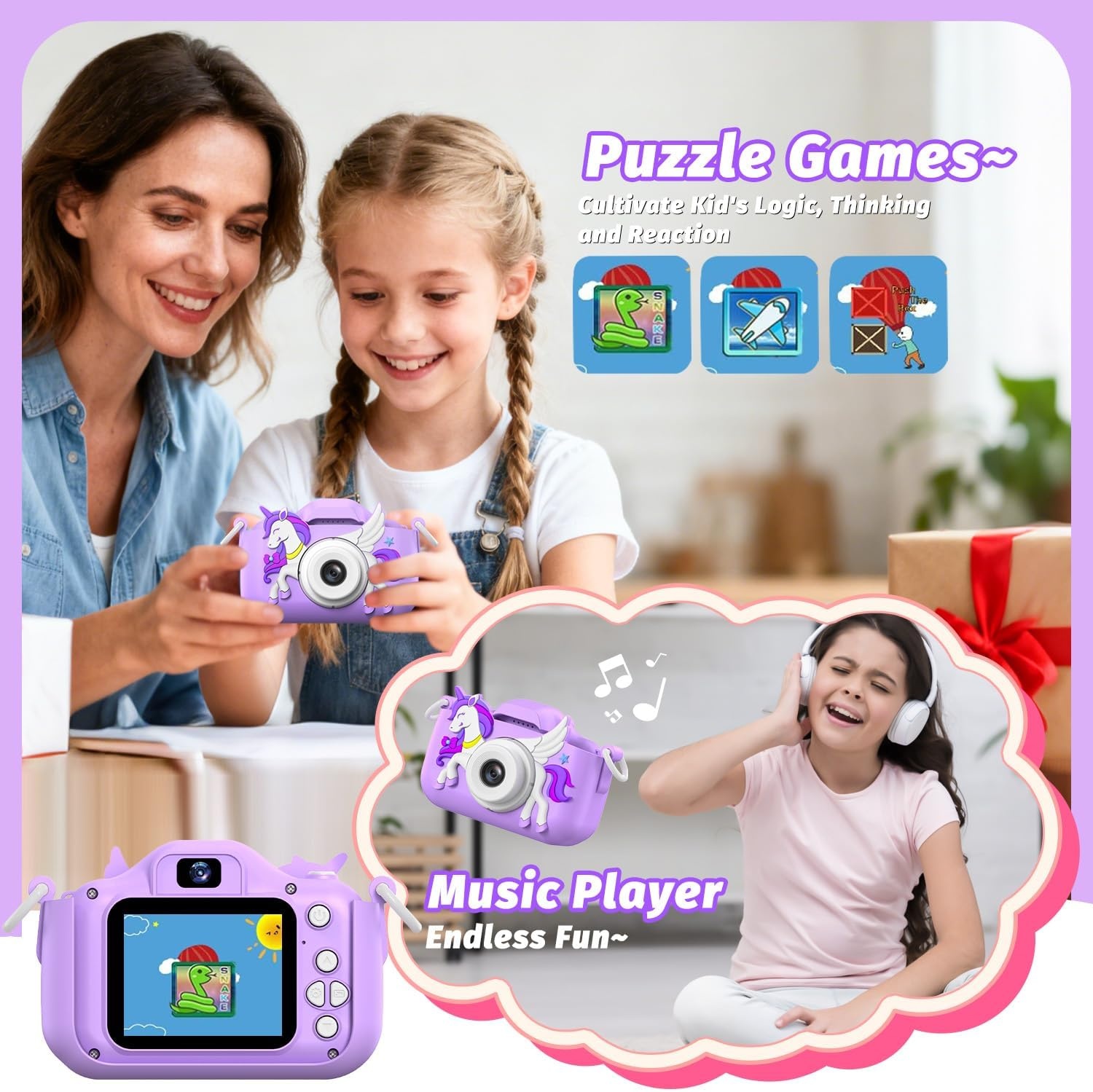 Children's Camera, masterbee Camera for Kids, Games Girls, Christmas Gift/Birthday for Kids, 1080P HD, Toys/Gift for Kids 3, 4, 5, 6, 7, 8, 9, 10, 11, 12 Years