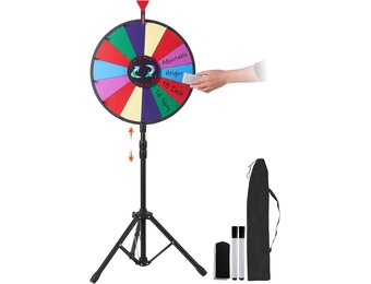 VEVOR Promotiewiel 18 inch met 14 Vakken en Verstelbaar Statief - Zwart