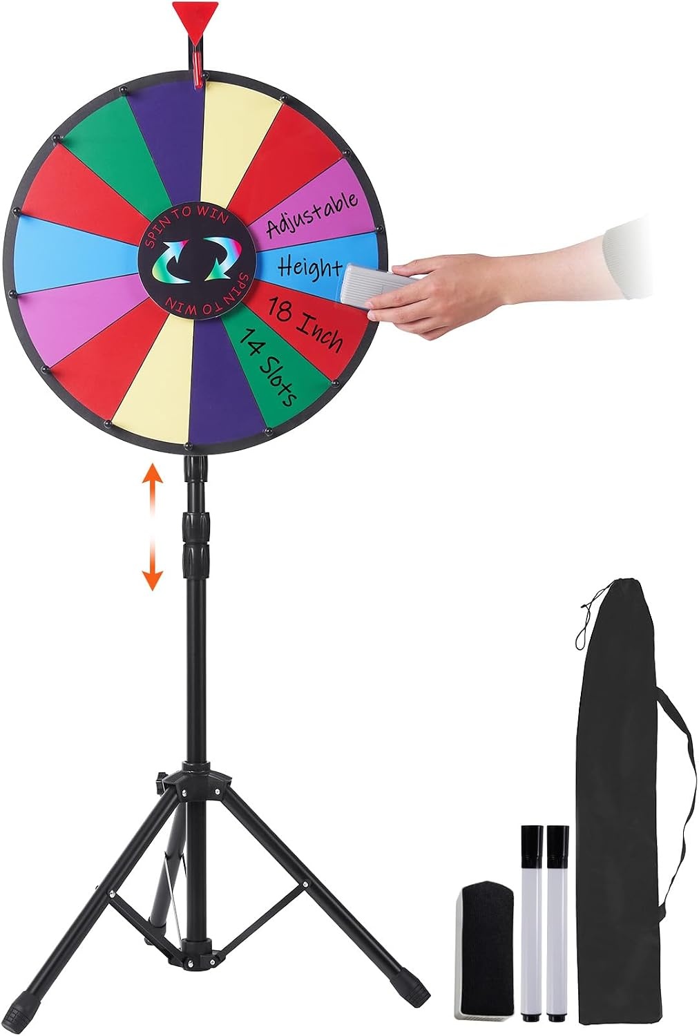VEVOR Promotiewiel 18 inch met 14 Vakken en Verstelbaar Statief - Zwart