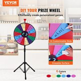VEVOR Promotiewiel 18 inch met 14 Vakken en Verstelbaar Statief - Zwart