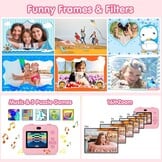ASTGMI Instant camera, 2,4 inch kindercamerascherm met printpapier en 32 GB kaart, selfie- en videomodus, speelgoedcadeau voor kinderen, jongens, meisjes van 3 tot 14 jaar (roze)