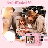 ASTGMI Instant camera, 2,4 inch kindercamerascherm met printpapier en 32 GB kaart, selfie- en videomodus, speelgoedcadeau voor kinderen, jongens, meisjes van 3 tot 14 jaar (roze)