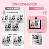 ASTGMI Instant camera, 2,4 inch kindercamerascherm met printpapier en 32 GB kaart, selfie- en videomodus, speelgoedcadeau voor kinderen, jongens, meisjes van 3 tot 14 jaar (roze)