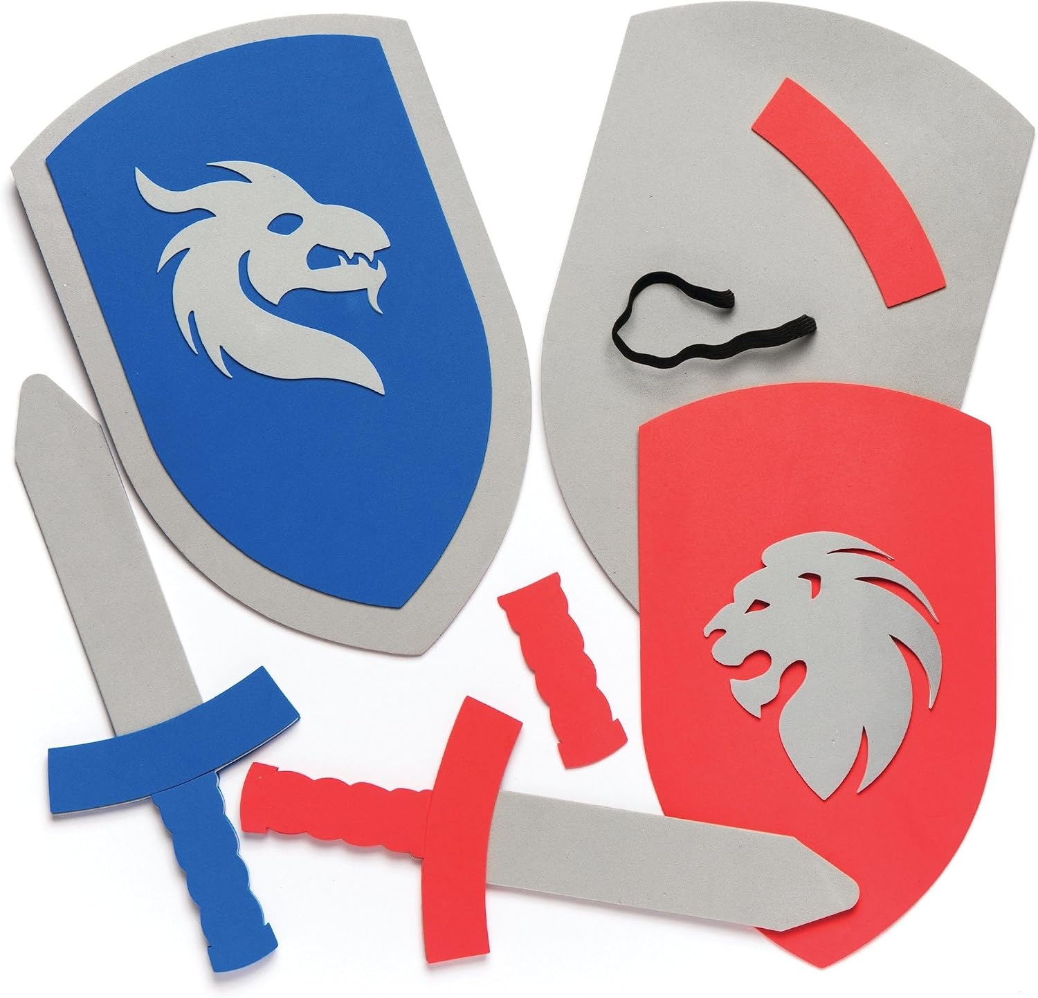 Baker Ross Mosrubber-knutselsets "zwaard & schild" voor kinderen om te knutselen - creatieve schuimrubberen knutselsets voor kinderen (2 stuks)