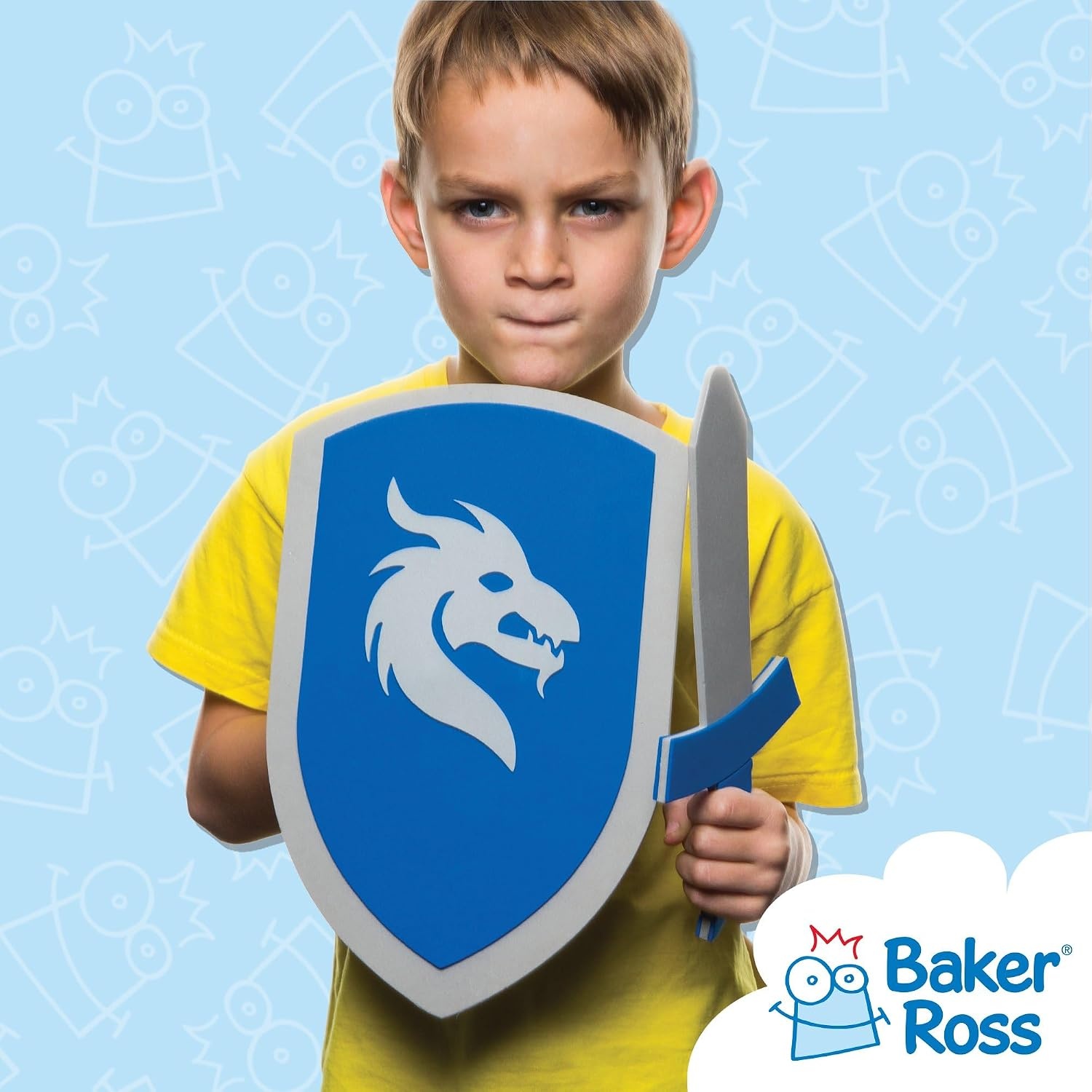 Baker Ross Mosrubber-knutselsets "zwaard & schild" voor kinderen om te knutselen - creatieve schuimrubberen knutselsets voor kinderen (2 stuks)