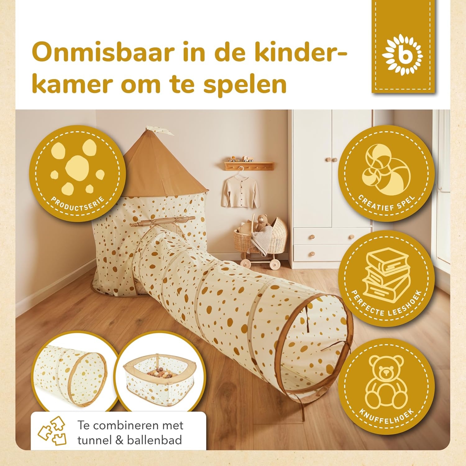 Bieco Kinderzelt voor Binnen Pop up Dots | Prinses | Tent Kinderen | Speeltent Meisjes | Princess Tent | Ballenbad | Kinderspeeltent Meisjes | Speeltent Kinderkamer