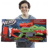Lanzador de dardos motorizado Nerf DinoSquad Rex-Rampage, clip de 10 dardos, 20 dardos Nerf, porta-dardos de 10 dardos, diseño de dinosario T-Rex