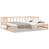 vidaXL Slaapbank uitschuifbaar 2x(80x200) cm massief grenenhout