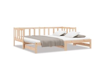 vidaXL Slaapbank uitschuifbaar 2x(80x200) cm massief grenenhout