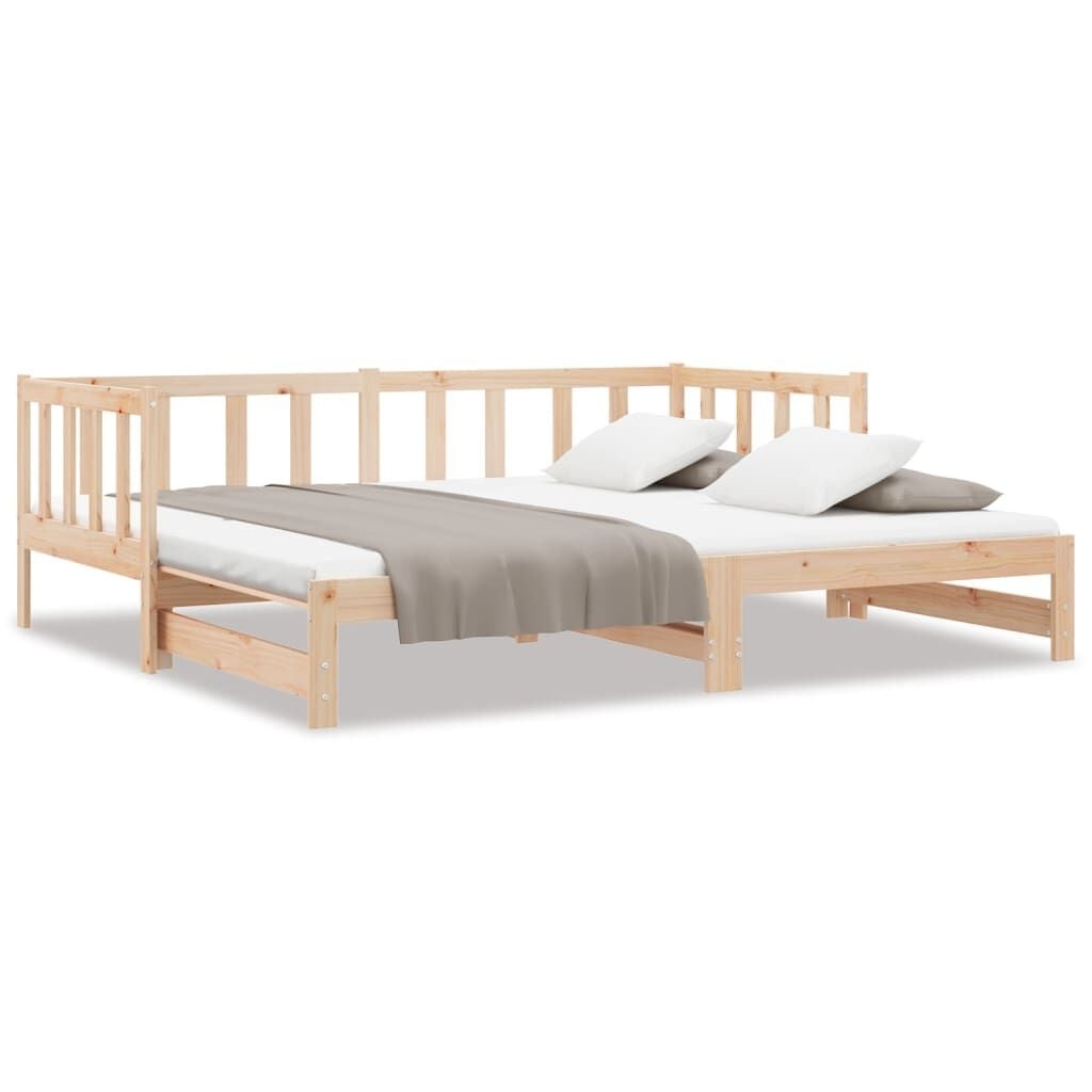 vidaXL Slaapbank uitschuifbaar 2x(80x200) cm massief grenenhout