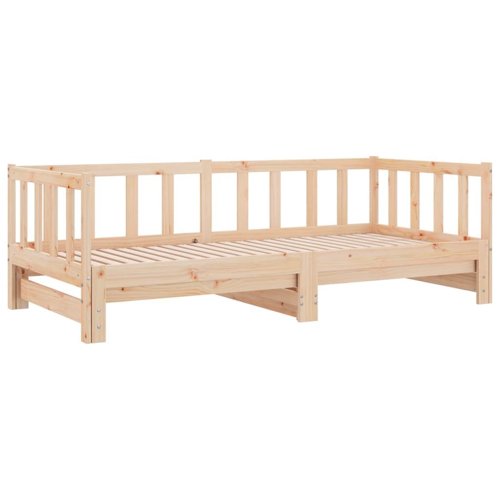 vidaXL Slaapbank uitschuifbaar 2x(80x200) cm massief grenenhout
