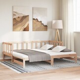 vidaXL Slaapbank uitschuifbaar 2x(80x200) cm massief grenenhout