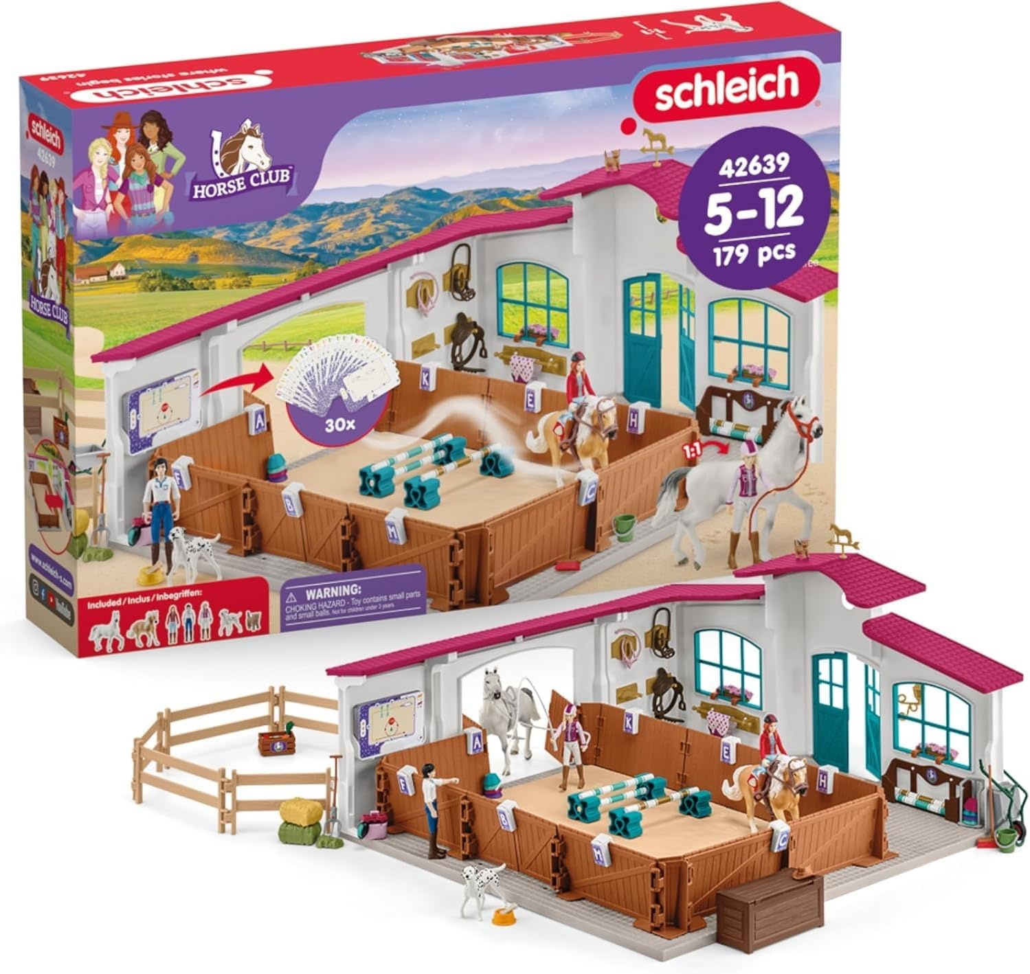 schleich HORSE CLUB Riding Hall Peppertree 42639 With obstacles, paddock and lots of accessories Nice gift for girls and boys earth toys from 5 years Set of 179 pieces | With obstacles, paddock and many accessories, great gift for girls and boys, horse to