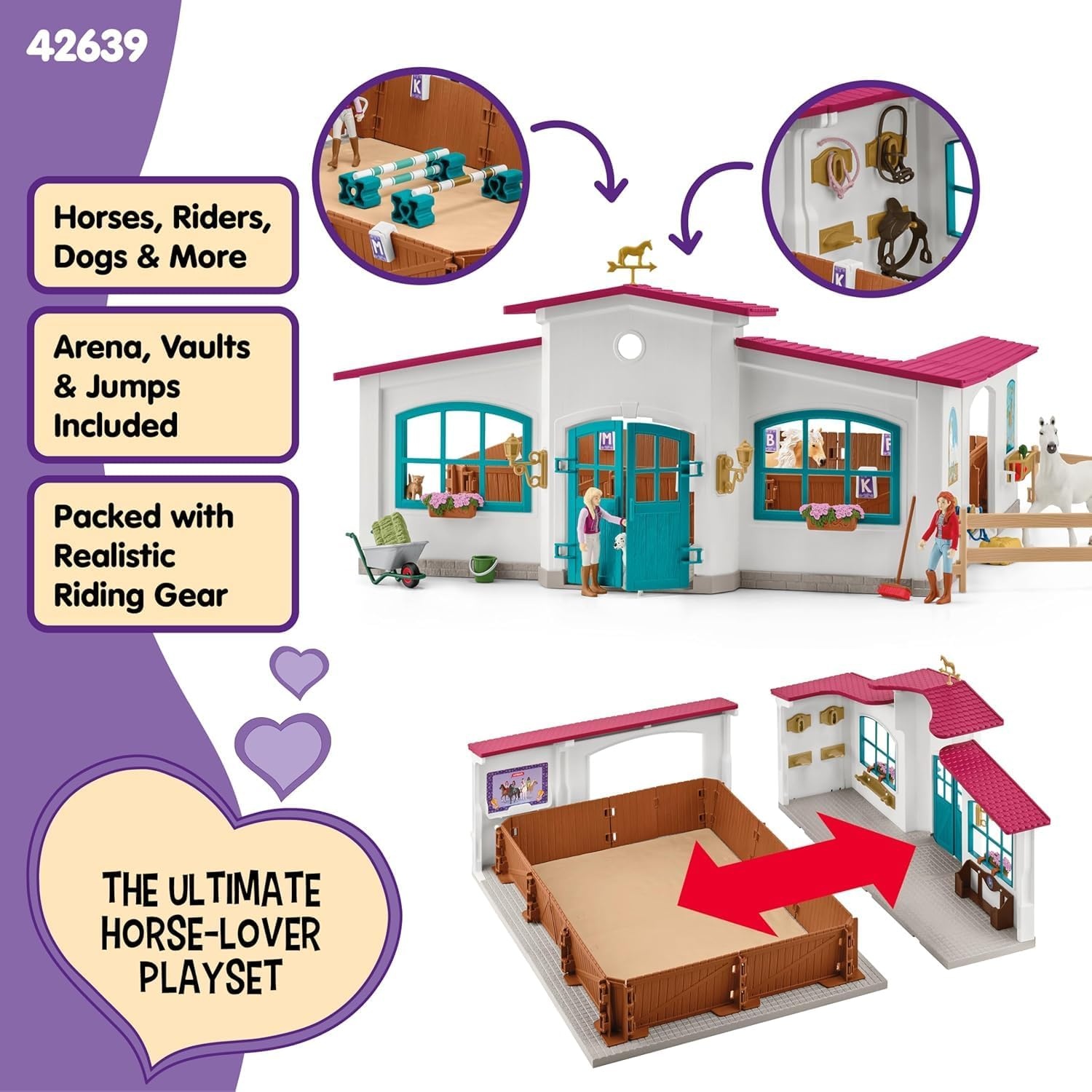 schleich HORSE CLUB Riding Hall Peppertree 42639 With obstacles, paddock and lots of accessories Nice gift for girls and boys earth toys from 5 years Set of 179 pieces | With obstacles, paddock and many accessories, great gift for girls and boys, horse to