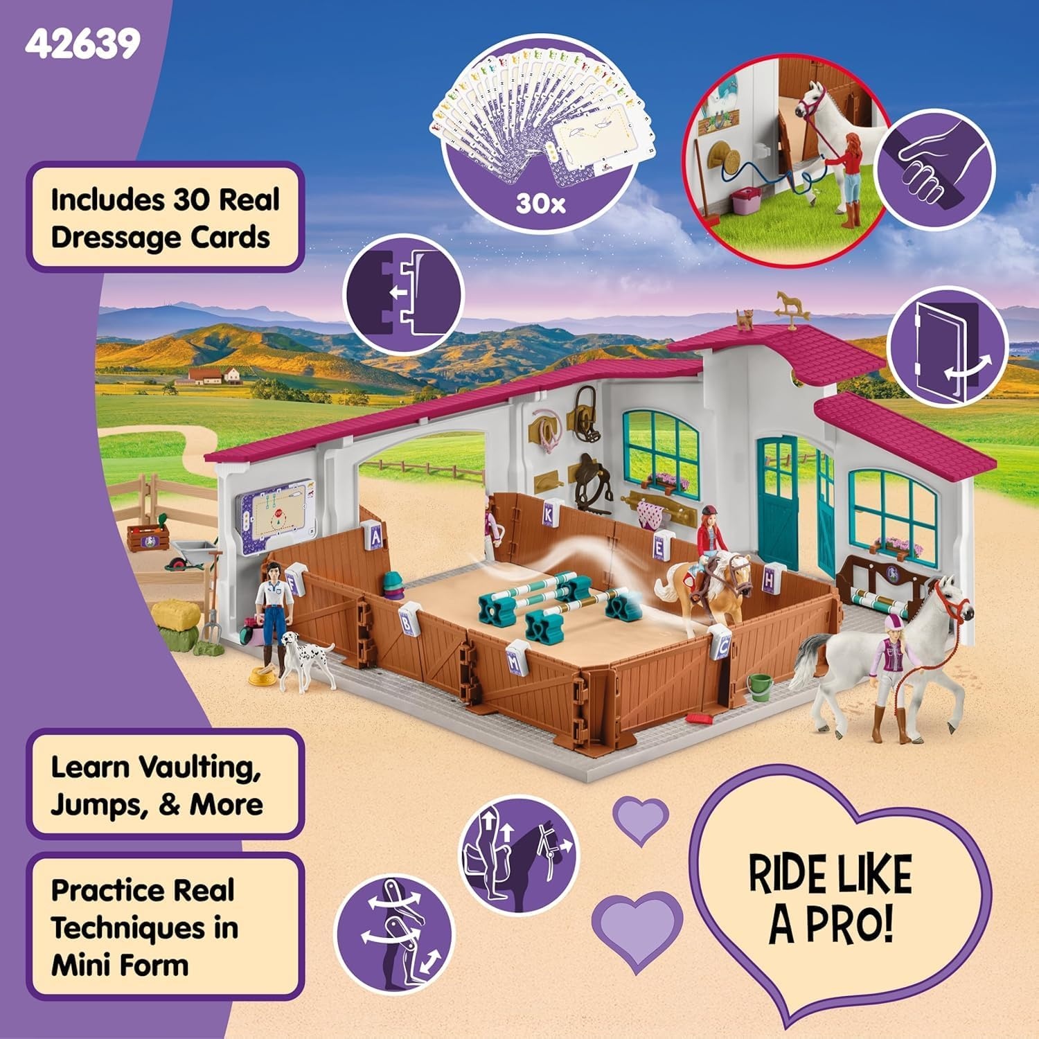 schleich HORSE CLUB Riding Hall Peppertree 42639 With obstacles, paddock and lots of accessories Nice gift for girls and boys earth toys from 5 years Set of 179 pieces | With obstacles, paddock and many accessories, great gift for girls and boys, horse to