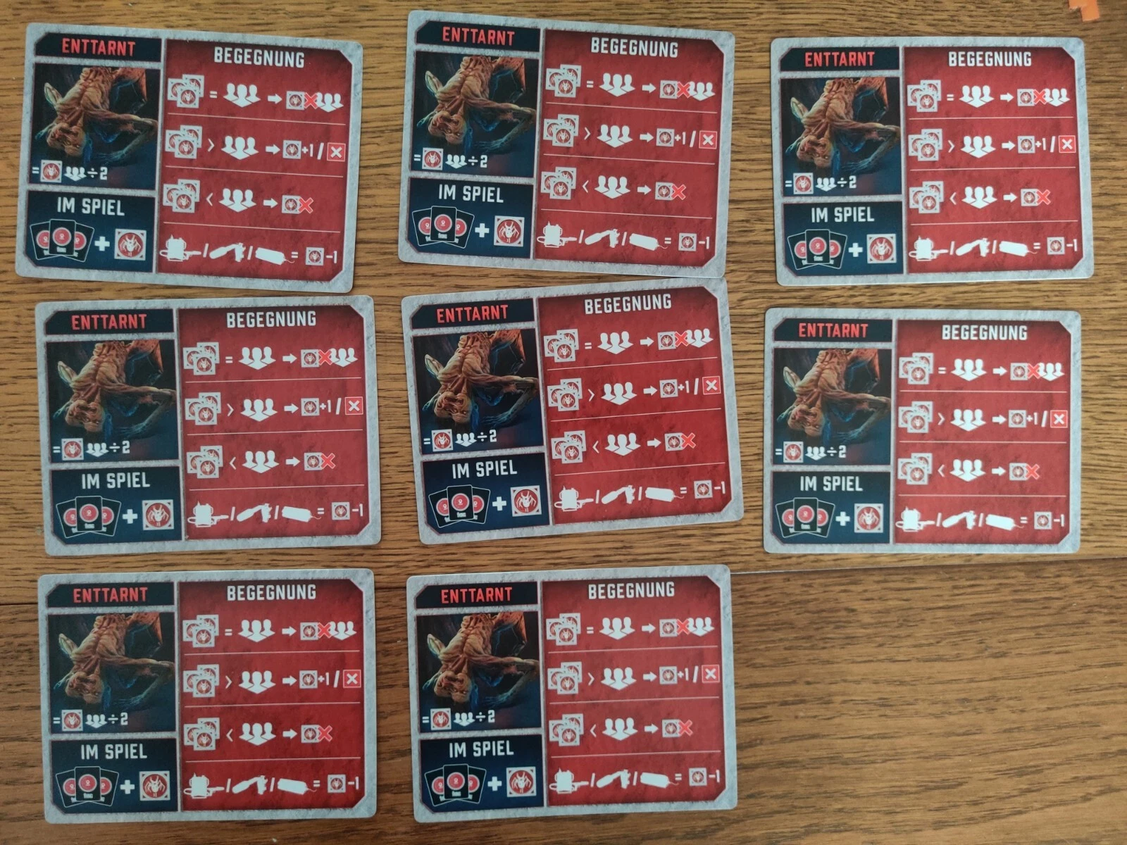 8 Karakterkaarten voor The Thing Norwegian Outpost Bordspel