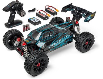 Carson 500409081 1:8 Virus 4.2 XL 100% RTR black/turquoise- RC car, remote controlled car, speed up to 80km/h, 100% RTR model, remote control included