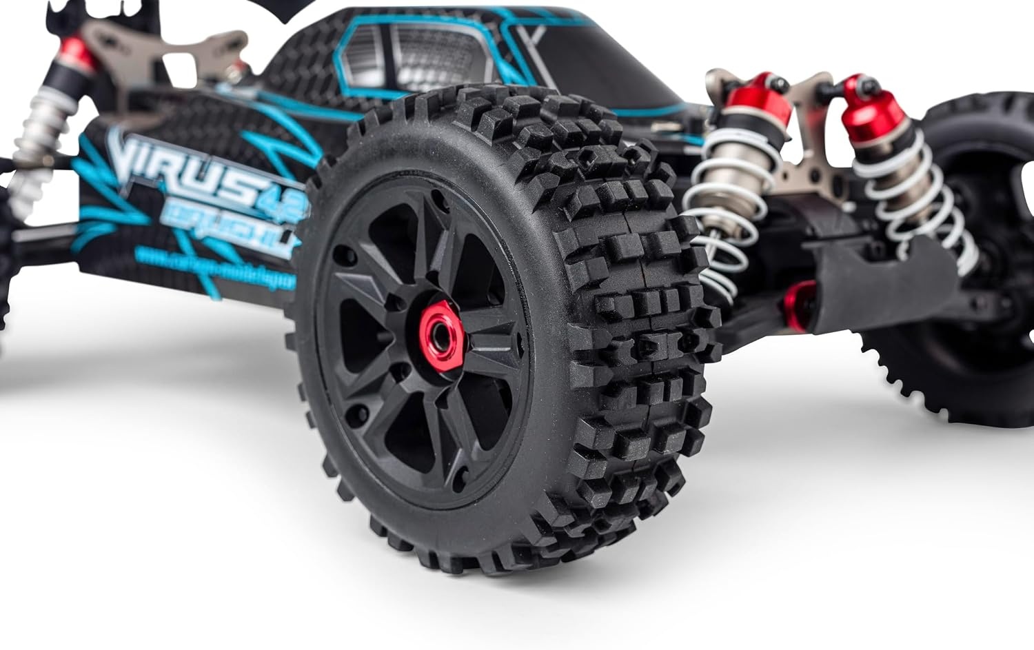 Carson 500409081 1:8 Virus 4.2 XL 100% RTR black/turquoise- RC car, remote controlled car, speed up to 80km/h, 100% RTR model, remote control included