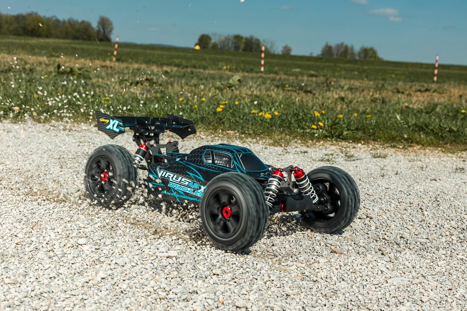 Carson 500409081 1:8 Virus 4.2 XL 100% RTR black/turquoise- RC car, remote controlled car, speed up to 80km/h, 100% RTR model, remote control included