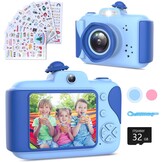 ITSHINY Digitale Kindercamera met 2,4 inch scherm, 1080P HD en 32GB SD kaart - Blauw
