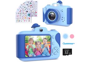 Digitale Kindercamera Blauw: HD Video, 32GB, Filters & 45% Korting