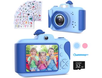 ITSHINY Digitale Kindercamera met 2,4 inch scherm, 1080P HD en 32GB SD kaart - Blauw