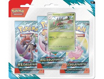 Pokémon - Verzamelkaartspel: 3-pack-blister Karmesin & Purpur – reisgenoten: Yanmega (3 boosterpacks & 1 holografische promokaart)