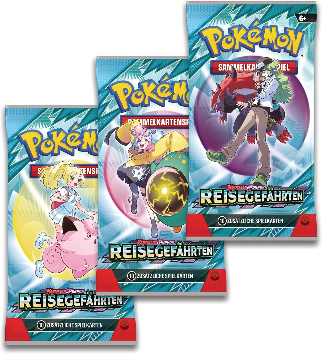 Pokémon - Verzamelkaartspel: 3-pack-blister Karmesin & Purpur – reisgenoten: Yanmega (3 boosterpacks & 1 holografische promokaart)