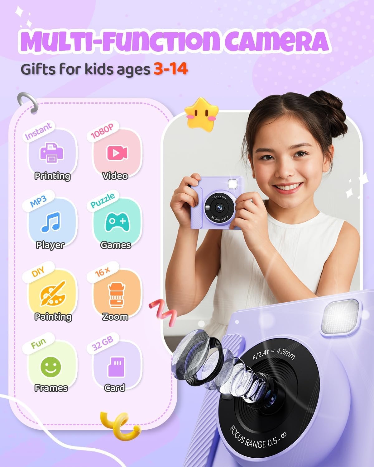 TIATUA Kindercamera Direct Print - 58% Korting!