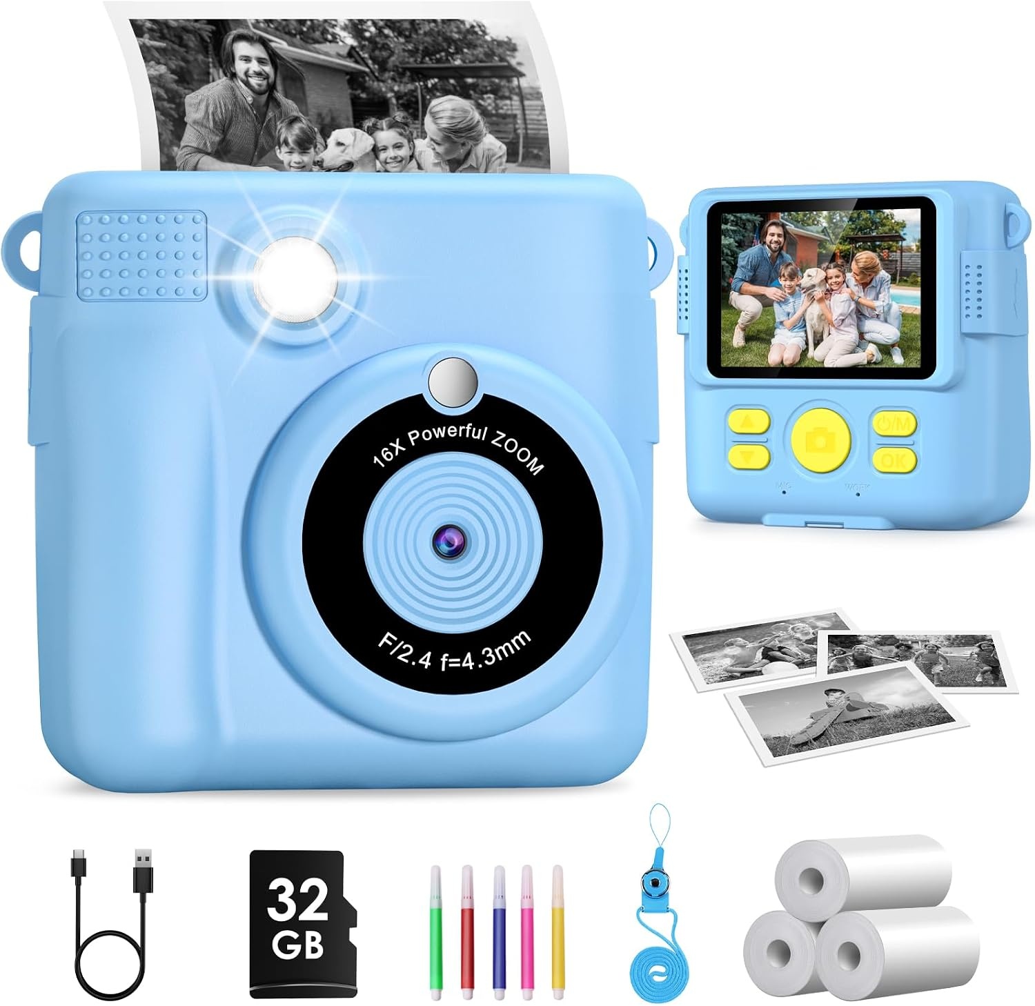 Kinder Instant Camera GREENKINDER 1080P Blauw - 34% Korting