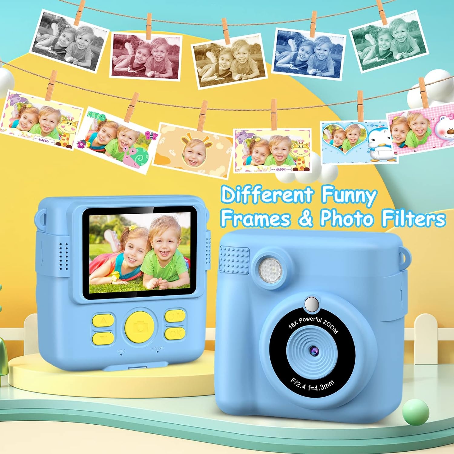 Kinder Instant Camera GREENKINDER 1080P Blauw - 34% Korting