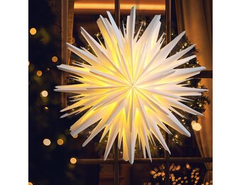 Kerstster verlicht papieren 3D voor Kerstmis - Binnen - Wit - Ø 60 cm